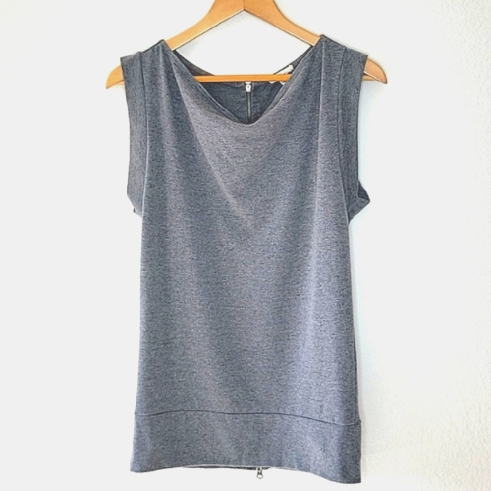 SILENCE & NOISE Gray Cowl Neck Sleeveless Zippered Tank Top size XS Modern Edgy